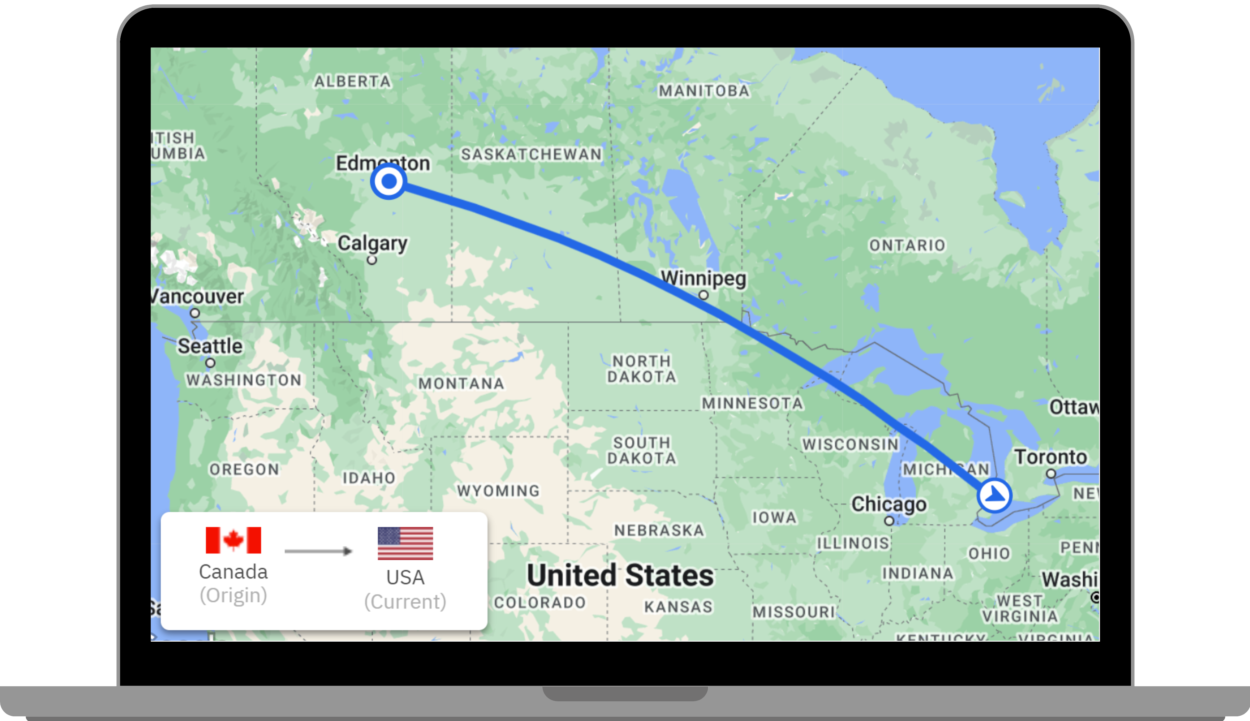 Neoflow Border Clearance - Canada to USA pipeline route map